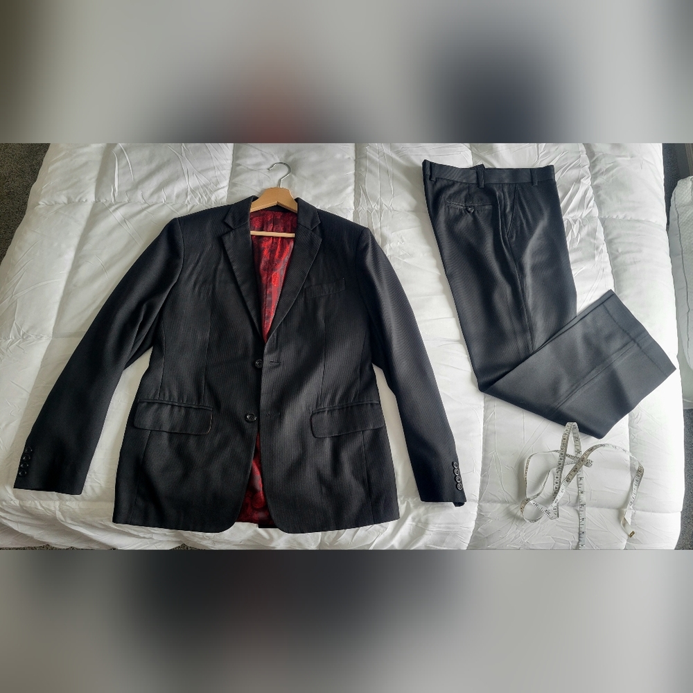 Men's Bespoke Two Piece Suit, Black, SM